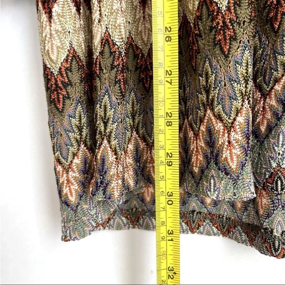Boston Proper Blouse Sz XL V-Neck Multicolor Zig-Zag Indie Boho Cinch Bust EUC - Picture 7 of 13